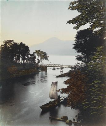 (JAPAN) A large album with 78 richly printed and exquisitely hand-colored views of Japan.